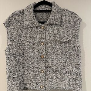 Zara Black and White Textured Blazer